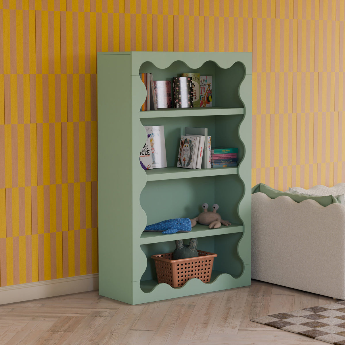 Babyletto Lido Wave Bookcase - Light Sage