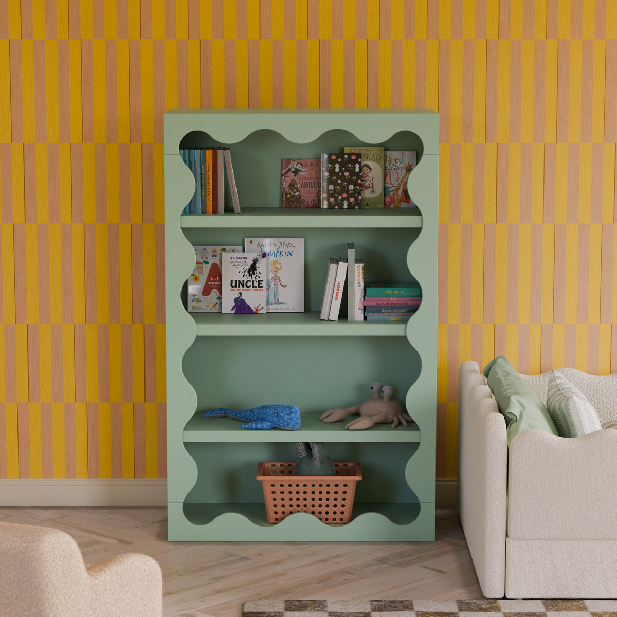 Babyletto Lido Wave Bookcase - Light Sage