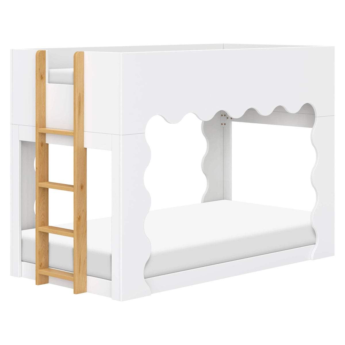 Babyletto Lido Wave Convertible Low-Profile Bunk Bed - White/Honey