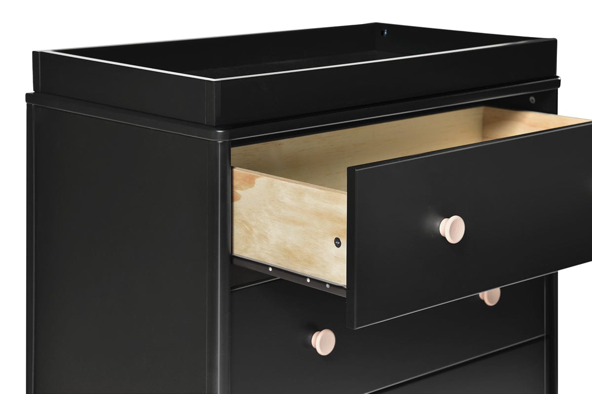 Babyletto Lolly 3-Drawer Changer Dresser, KD with Removable Changing Tray - Black/WashedNatural - M9023BNX