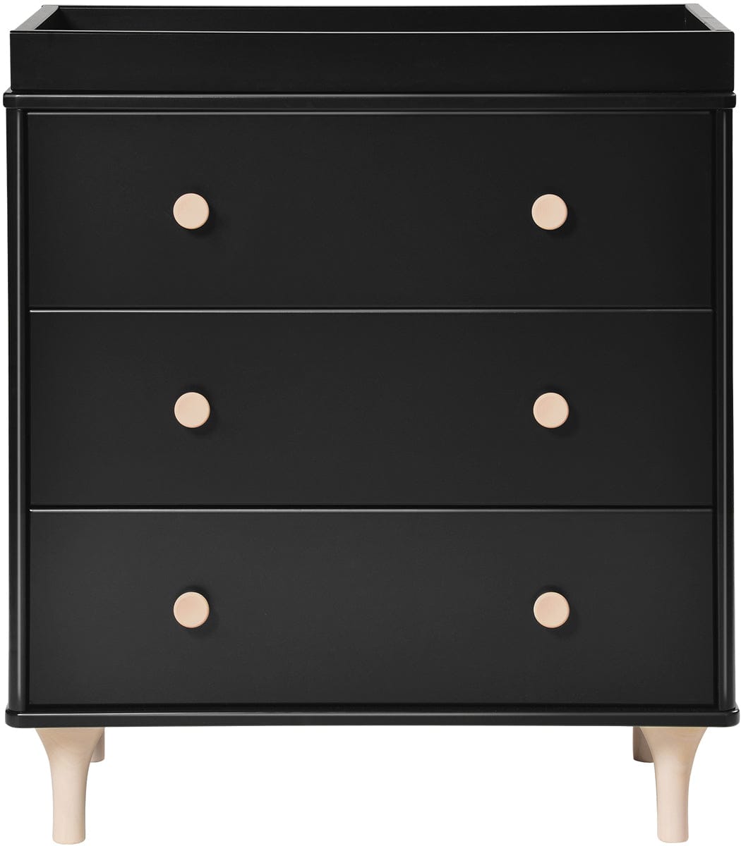 Babyletto Lolly 3-Drawer Changer Dresser, KD with Removable Changing Tray - Black/WashedNatural - M9023BNX