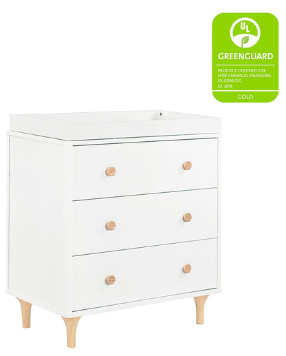 Babyletto Lolly 3-Drawer Changer Dresser, KD with Removable Changing Tray - White Natural - M9023WN