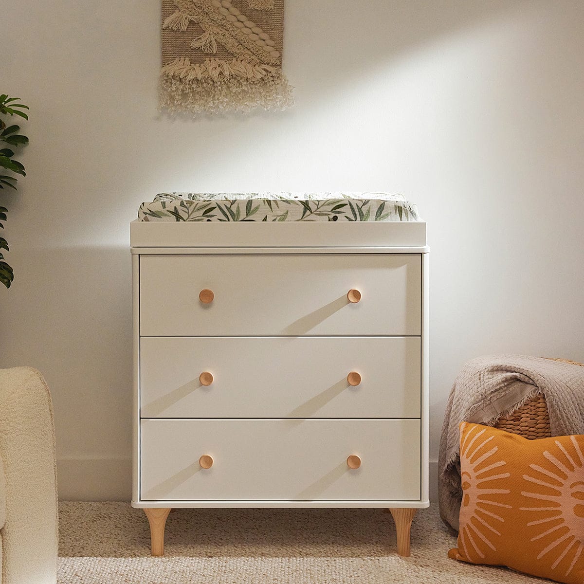 Babyletto Lolly 3-Drawer Changer Dresser, KD with Removable Changing Tray - White Natural - M9023WN