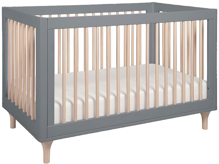 Babyletto Lolly 3-In-1 Convertible Crib with Toddler Bed Conversion Kit - Grey/Washed Natural