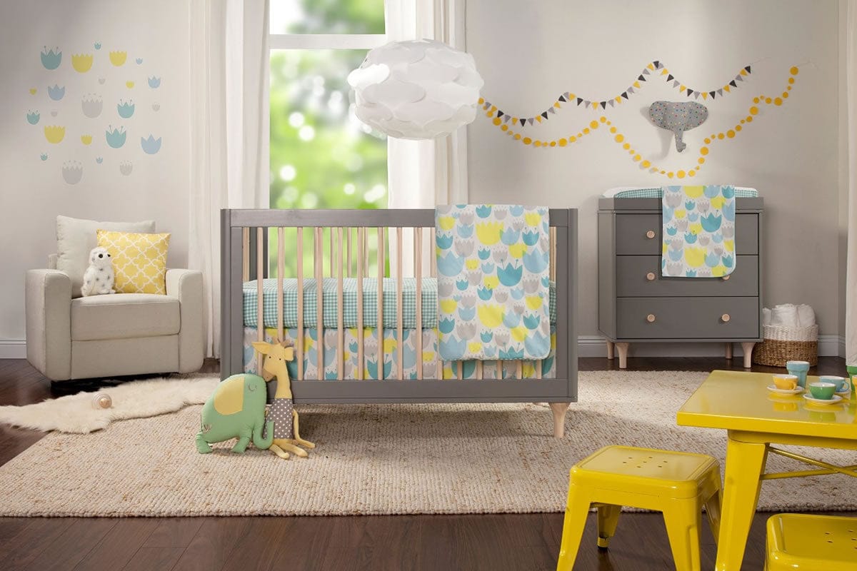 Babyletto Lolly 3-In-1 Convertible Crib with Toddler Bed Conversion Kit - Grey/Washed Natural