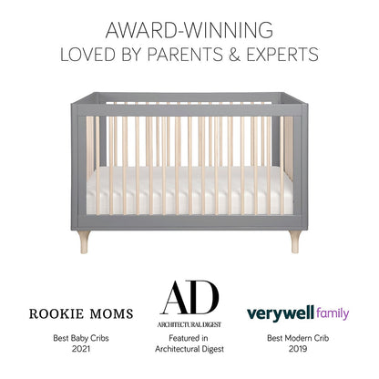 Babyletto Lolly 3-In-1 Convertible Crib with Toddler Bed Conversion Kit - Grey/Washed Natural