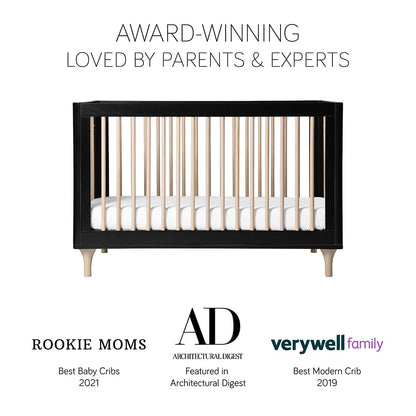 Babyletto Lolly 3-In-1 Convertible Crib with Toddler Bed Conversion Kit - Black/WashedNatural - M9001BNX