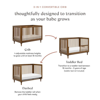 Babyletto Lolly 3-In-1 Convertible Crib with Toddler Bed Conversion Kit - Natural Walnut - M9001NL