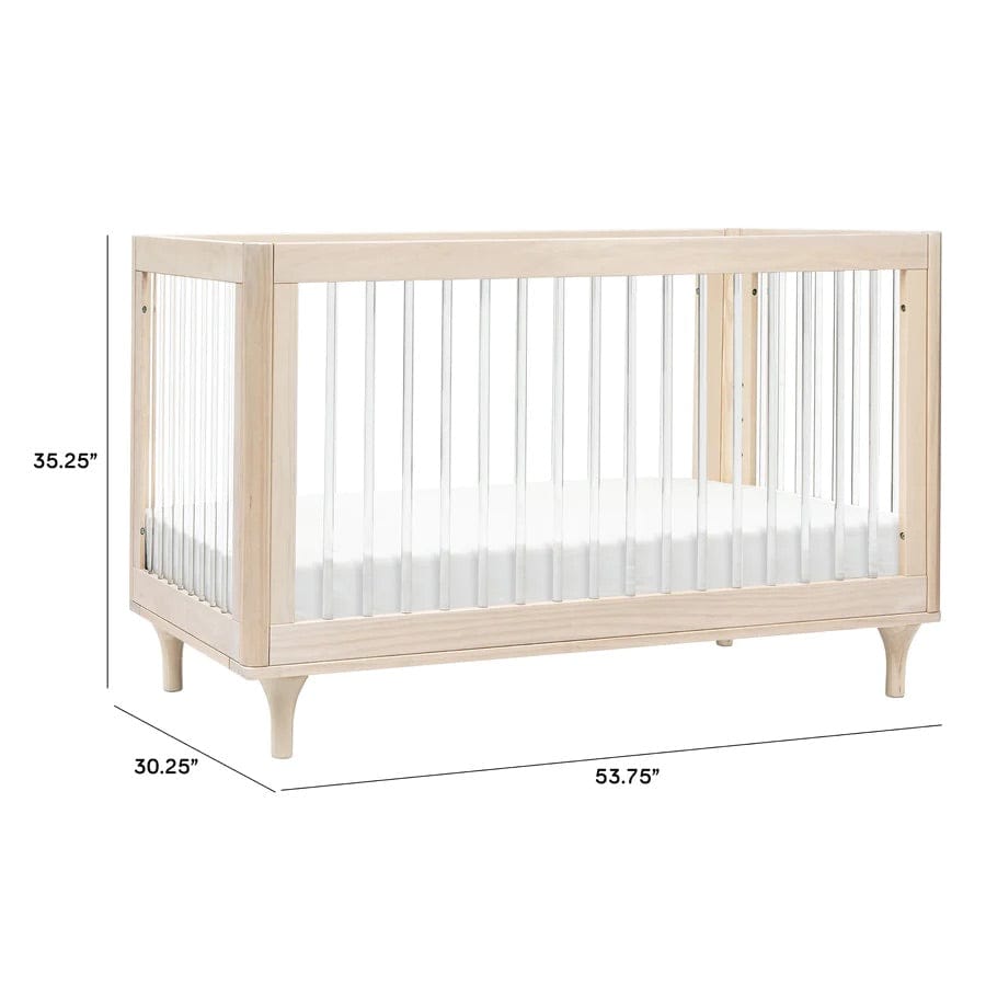 Babyletto Lolly 3-In-1 Convertible Crib with Toddler Bed Conversion Kit - Washed Natural / Acrylic - M9001KNX