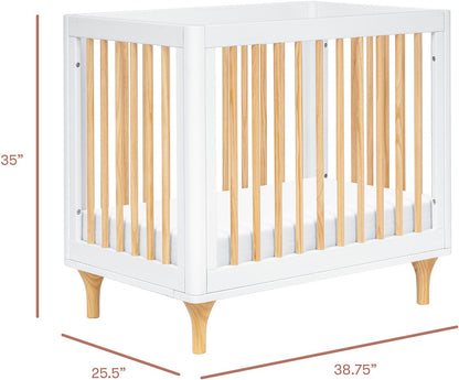 Babyletto Lolly 4-in-1 Convertible Mini Crib w/ Toddler Bed Conversion Kit - White/Natural - M9098WN
