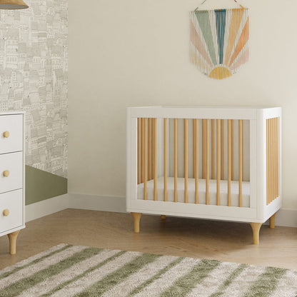 Babyletto Lolly 4-in-1 Convertible Mini Crib w/ Toddler Bed Conversion Kit - White/Natural - M9098WN