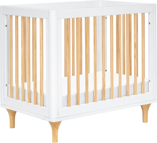 Babyletto Lolly 4-in-1 Convertible Mini Crib w/ Toddler Bed Conversion Kit - White/Natural - M9098WN