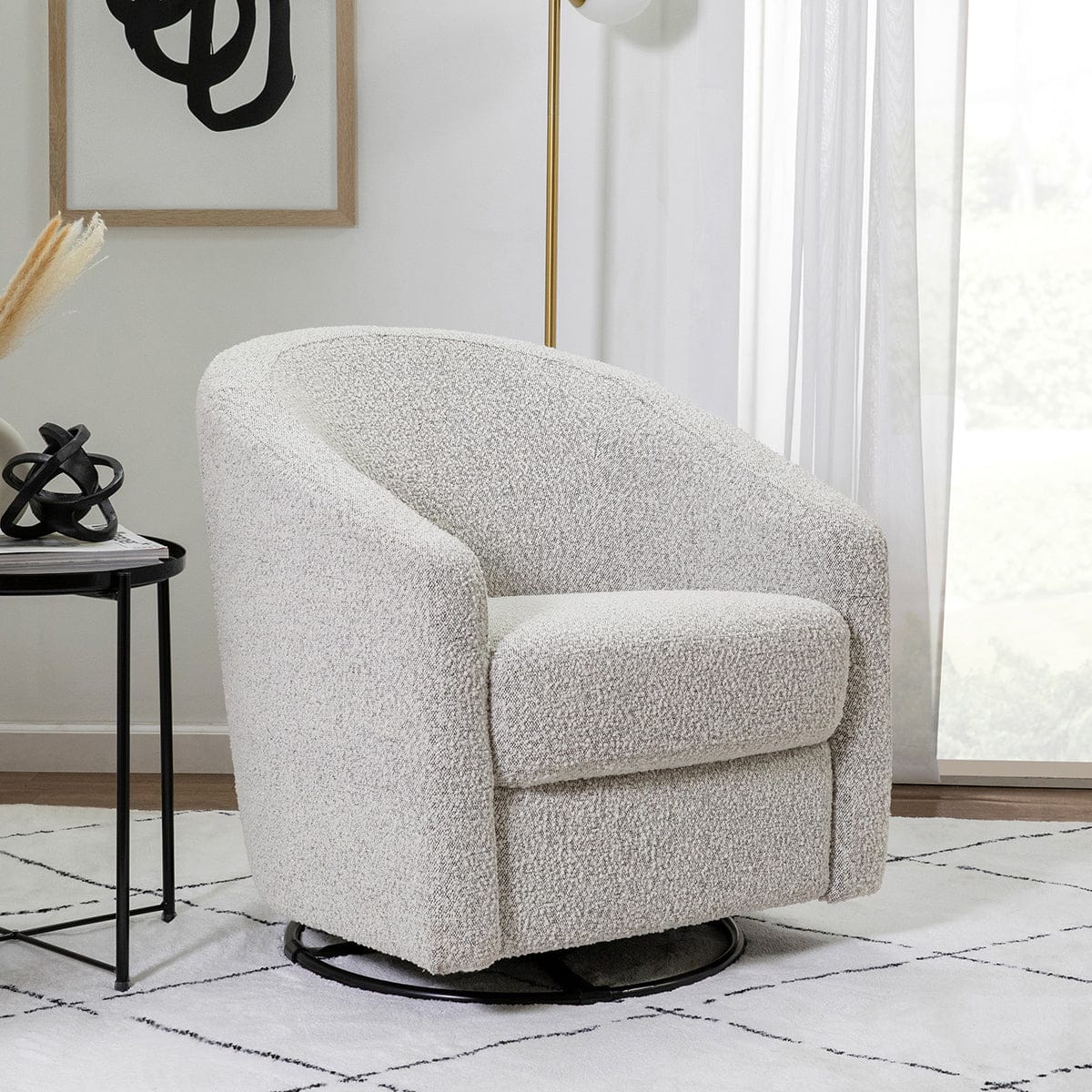 Babyletto Madison Swivel Glider - Black White Boucle - M5887BWB