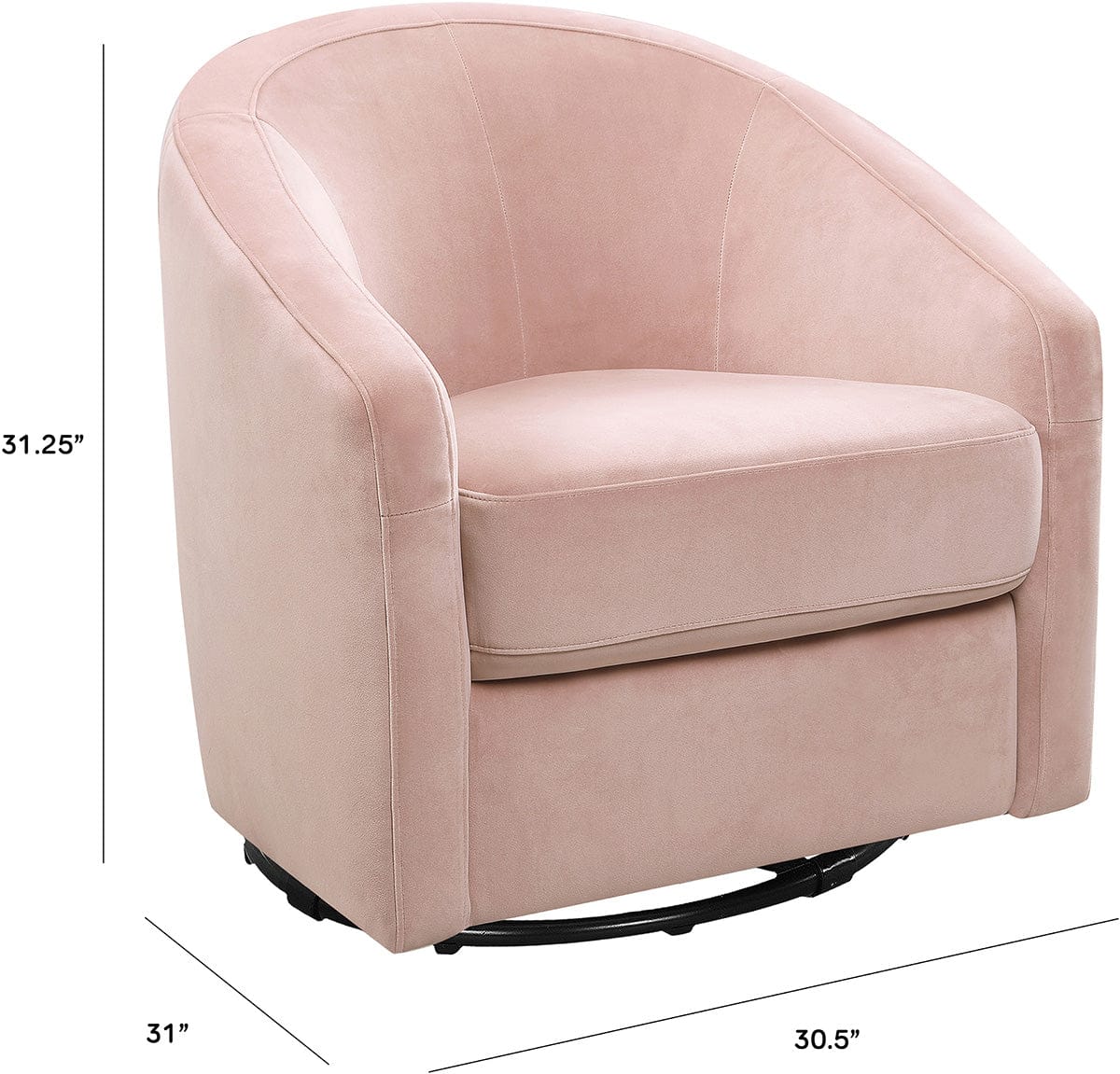 Babyletto Madison Swivel Glider - Blush Pink Velvet - M5887BPV
