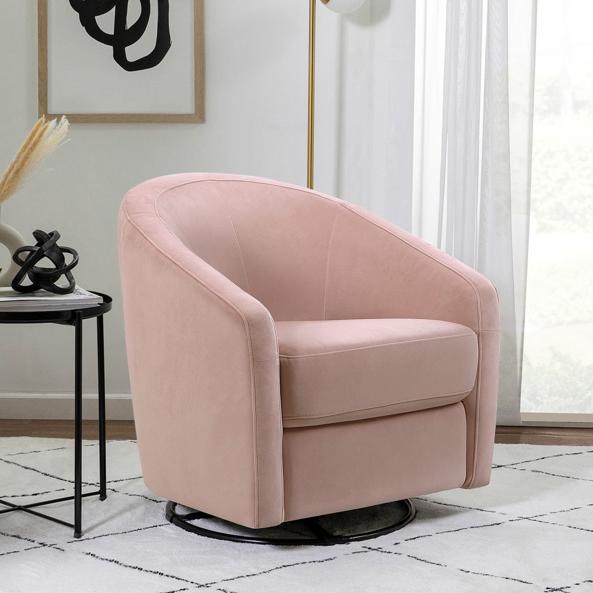Babyletto Madison Swivel Glider - Blush Pink Velvet - M5887BPV