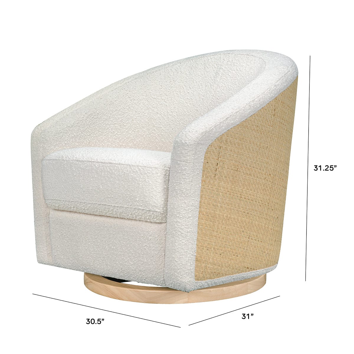 Babyletto Madison Swivel Glider - Ivory Boucle & Cane w/Light Wood Base - M5887WBCL