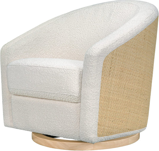 Babyletto Madison Swivel Glider - Ivory Boucle & Cane w/Light Wood Base - M5887WBCL