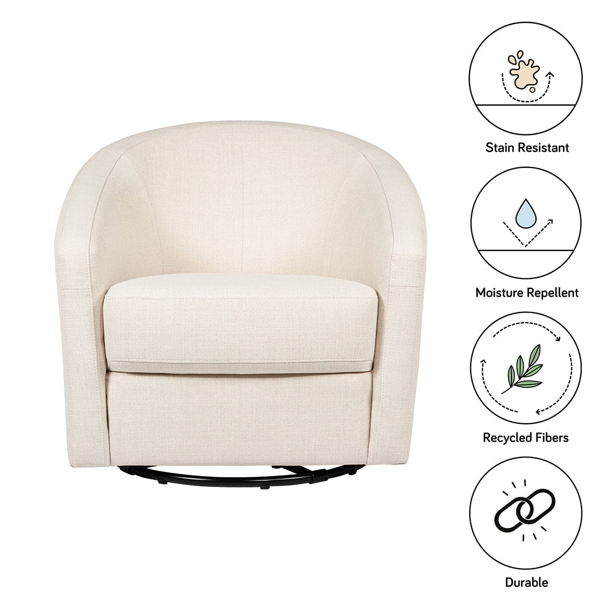 Babyletto Madison Swivel Glider - Performance Natural Eco-Twill - M5887PNET