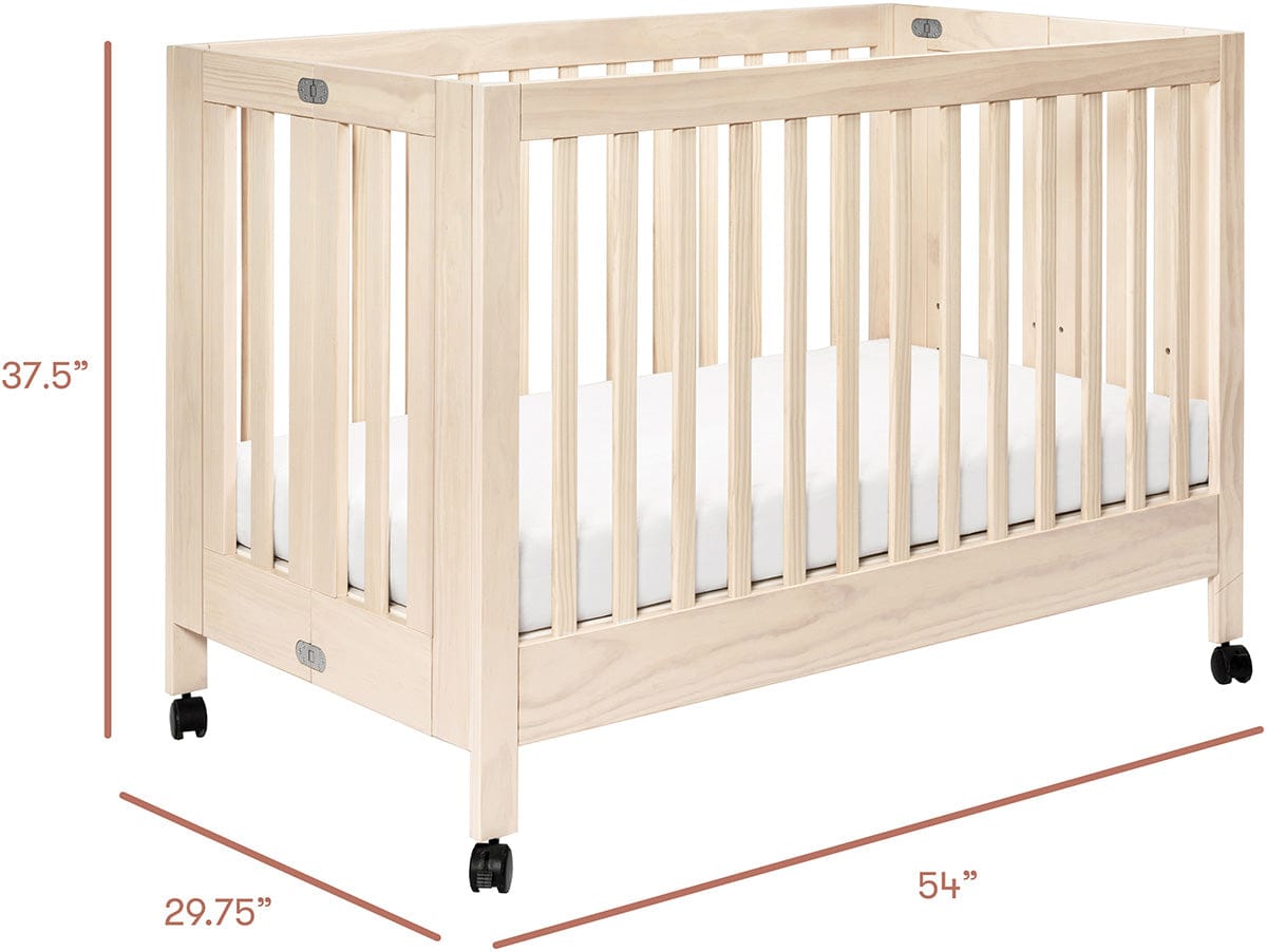 Babyletto Maki Full-Size Portable Folding Crib w/Toddler Bed Conversion Kit - Washed Natural - M6601NX