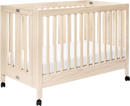 Babyletto Maki Full-Size Portable Folding Crib w/Toddler Bed Conversion Kit - Washed Natural - M6601NX