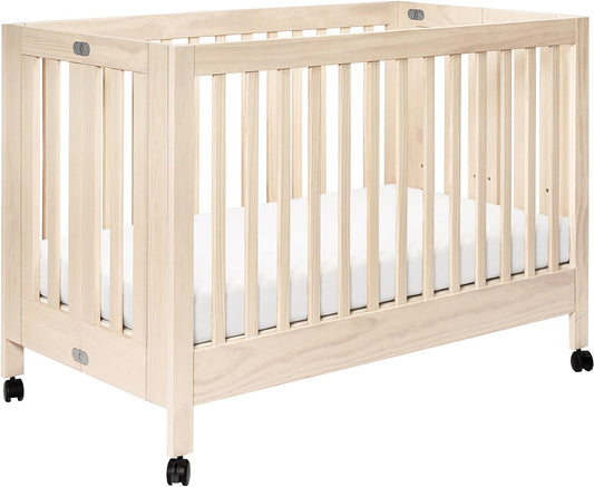 Babyletto Maki Full-Size Portable Folding Crib w/Toddler Bed Conversion Kit - Washed Natural - M6601NX