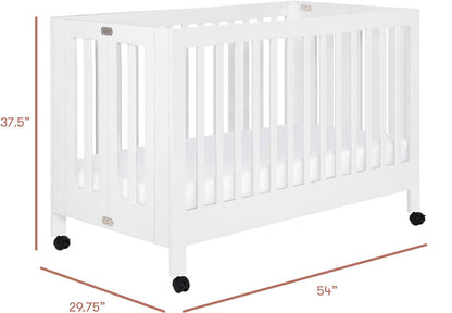 Babyletto Maki Full-Size Portable Folding Crib w/Toddler Bed Conversion Kit - White - M6601W