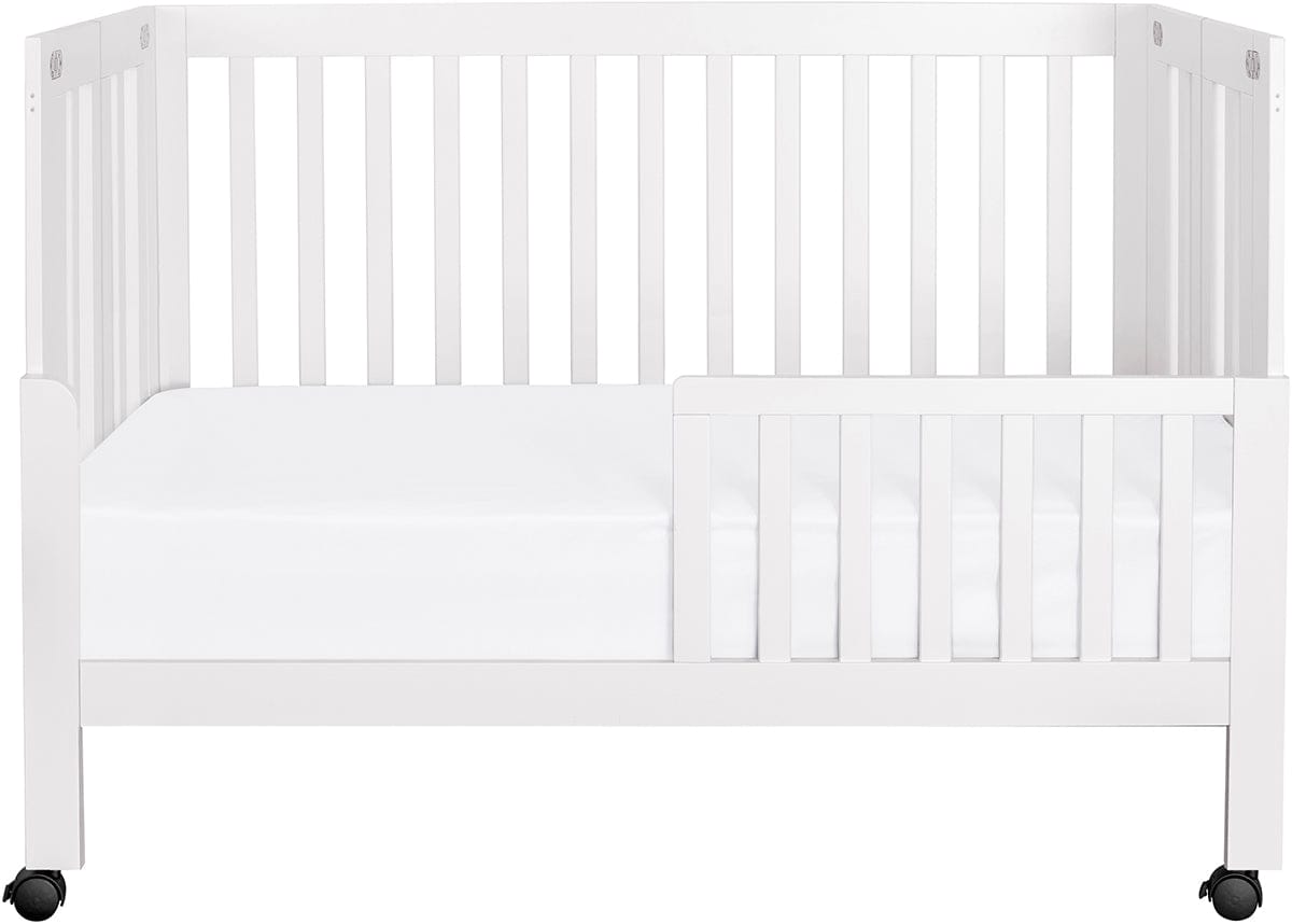 Babyletto Maki Full-Size Portable Folding Crib w/Toddler Bed Conversion Kit - White - M6601W