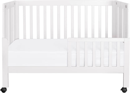 Babyletto Maki Full-Size Portable Folding Crib w/Toddler Bed Conversion Kit - White - M6601W