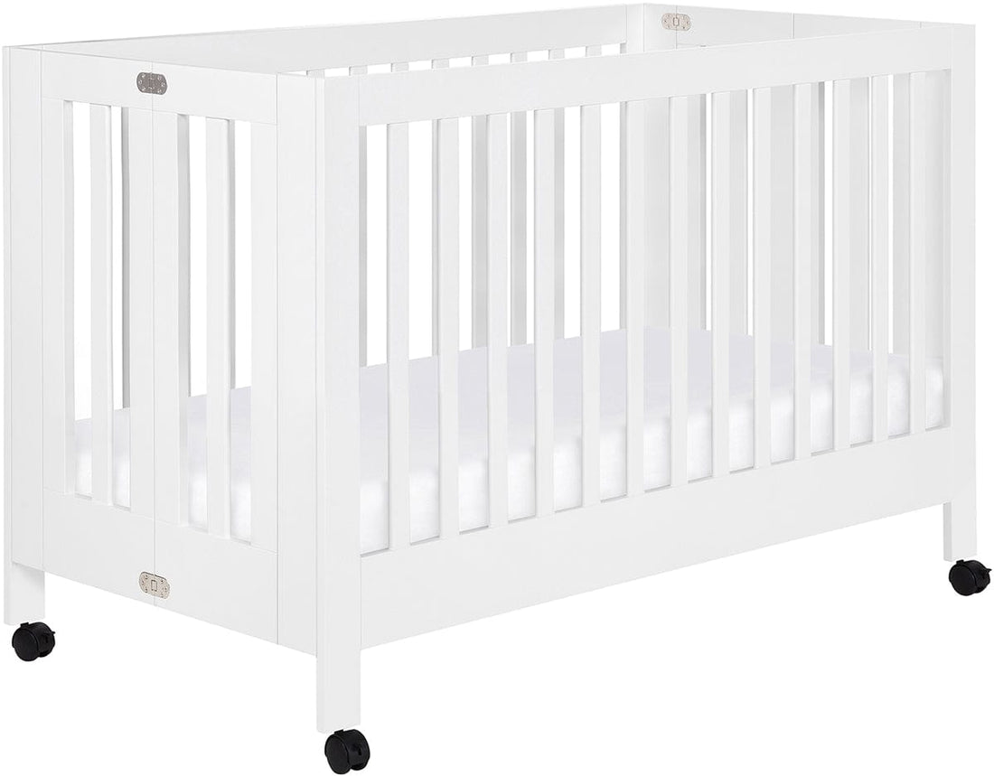 Babyletto Maki Full-Size Portable Folding Crib w/Toddler Bed Conversion Kit - White - M6601W