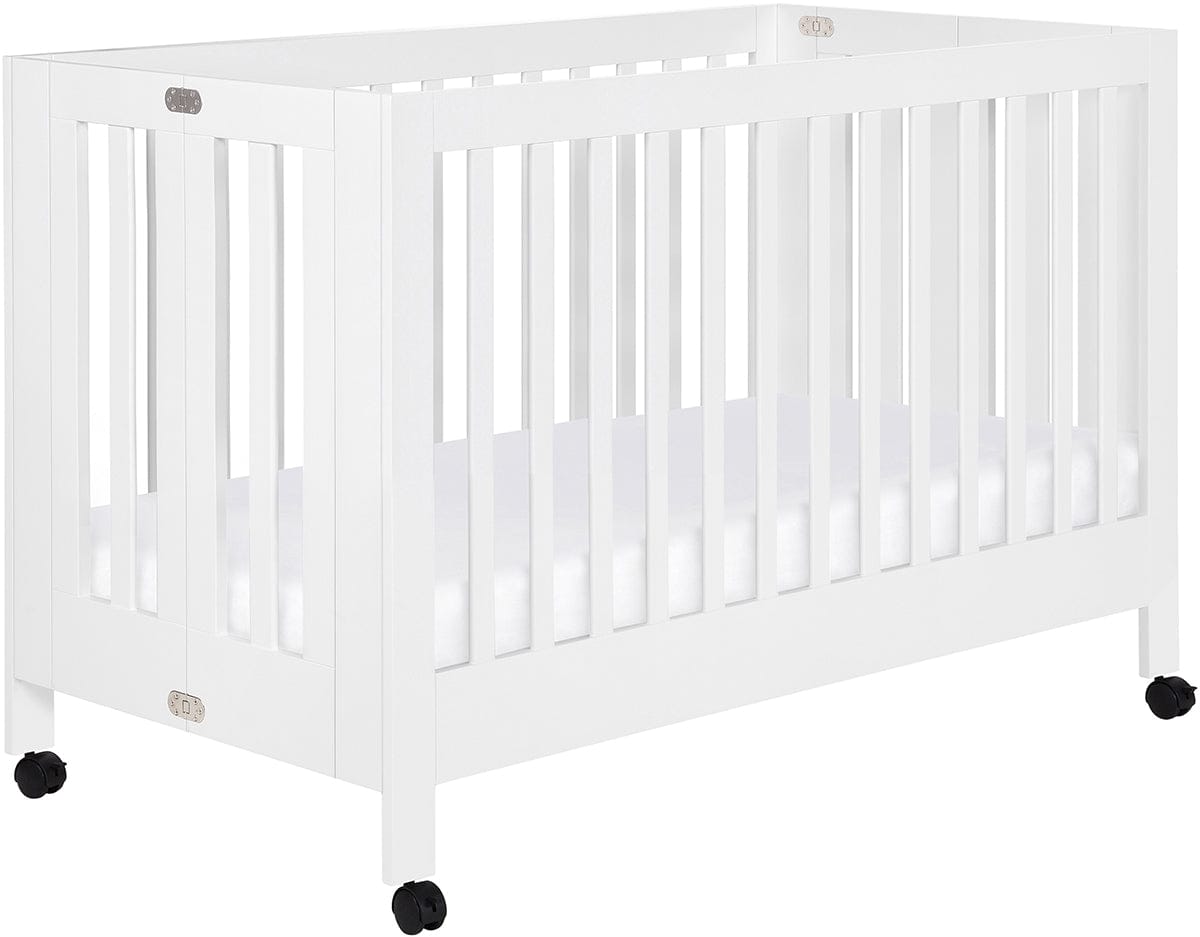 Babyletto Maki Full-Size Portable Folding Crib w/Toddler Bed Conversion Kit - White - M6601W