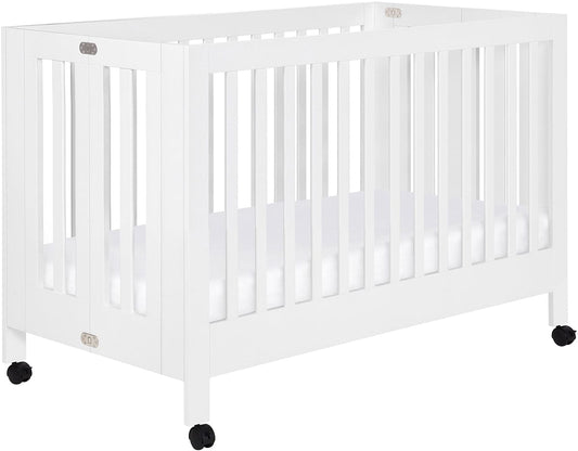 Babyletto Maki Full-Size Portable Folding Crib w/Toddler Bed Conversion Kit - White - M6601W