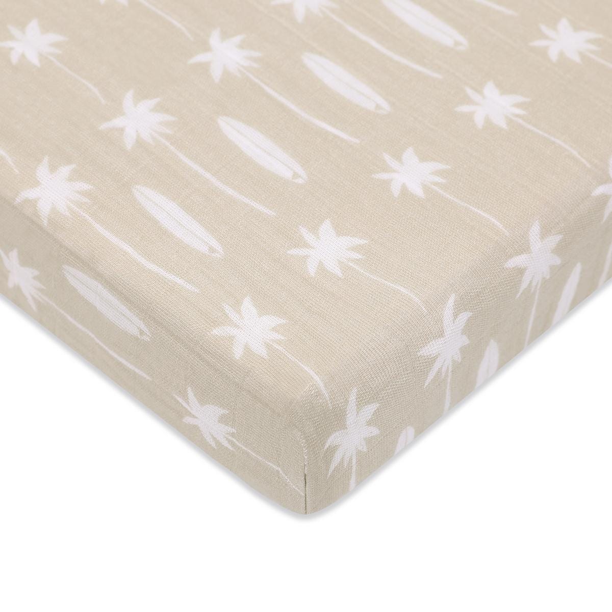 Babyletto Mini Crib Sheet in GOTS Certified Organic Muslin Cotton-Beach Bum - T27036