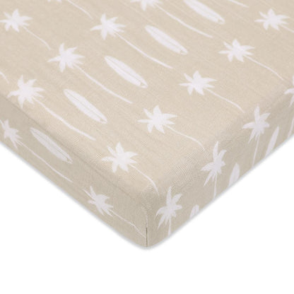 Babyletto Mini Crib Sheet in GOTS Certified Organic Muslin Cotton-Beach Bum - T27036