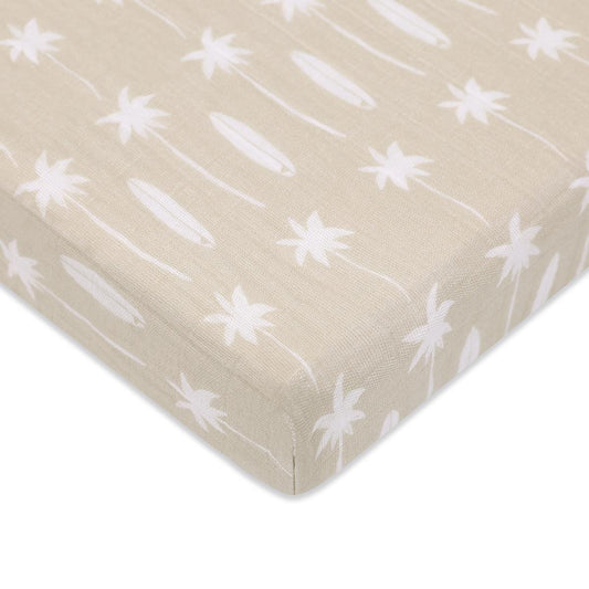 Babyletto Mini Crib Sheet in GOTS Certified Organic Muslin Cotton-Beach Bum - T27036