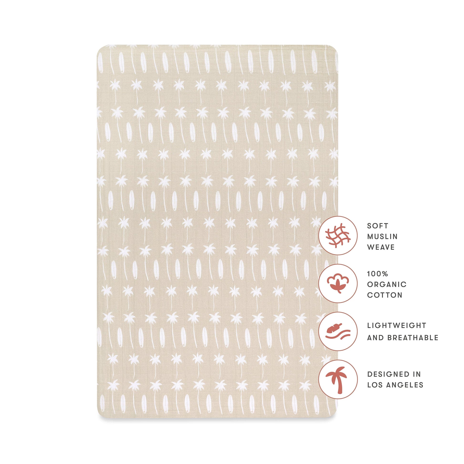 Babyletto Mini Crib Sheet in GOTS Certified Organic Muslin Cotton - Beach Bum - T27036