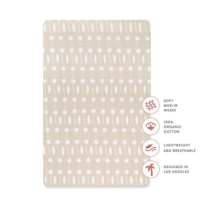 Babyletto Mini Crib Sheet in GOTS Certified Organic Muslin Cotton - Beach Bum - T27036