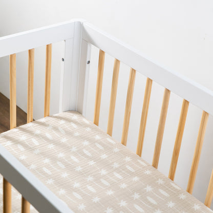 Babyletto Mini Crib Sheet in GOTS Certified Organic Muslin Cotton - Beach Bum - T27036