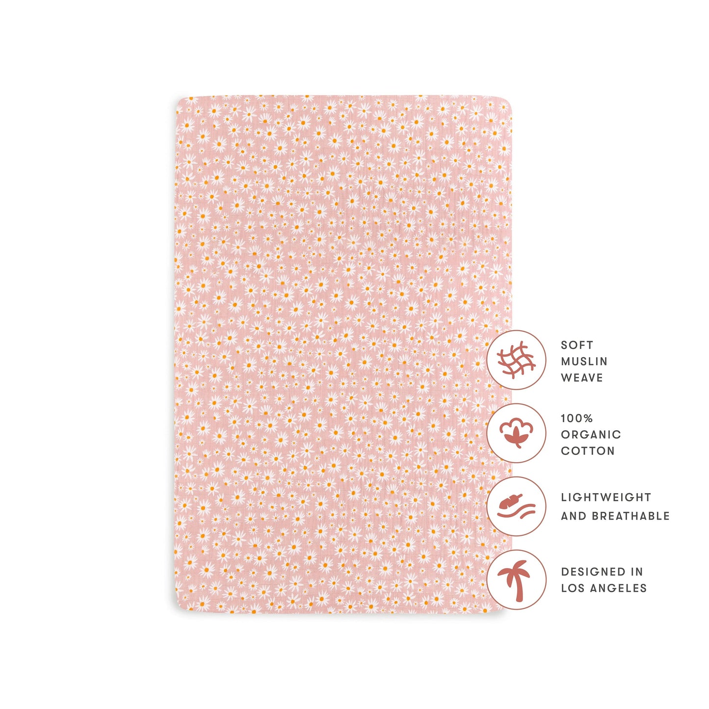 Babyletto Mini Crib Sheet in GOTS Certified Organic Muslin Cotton - Daisy - T28036