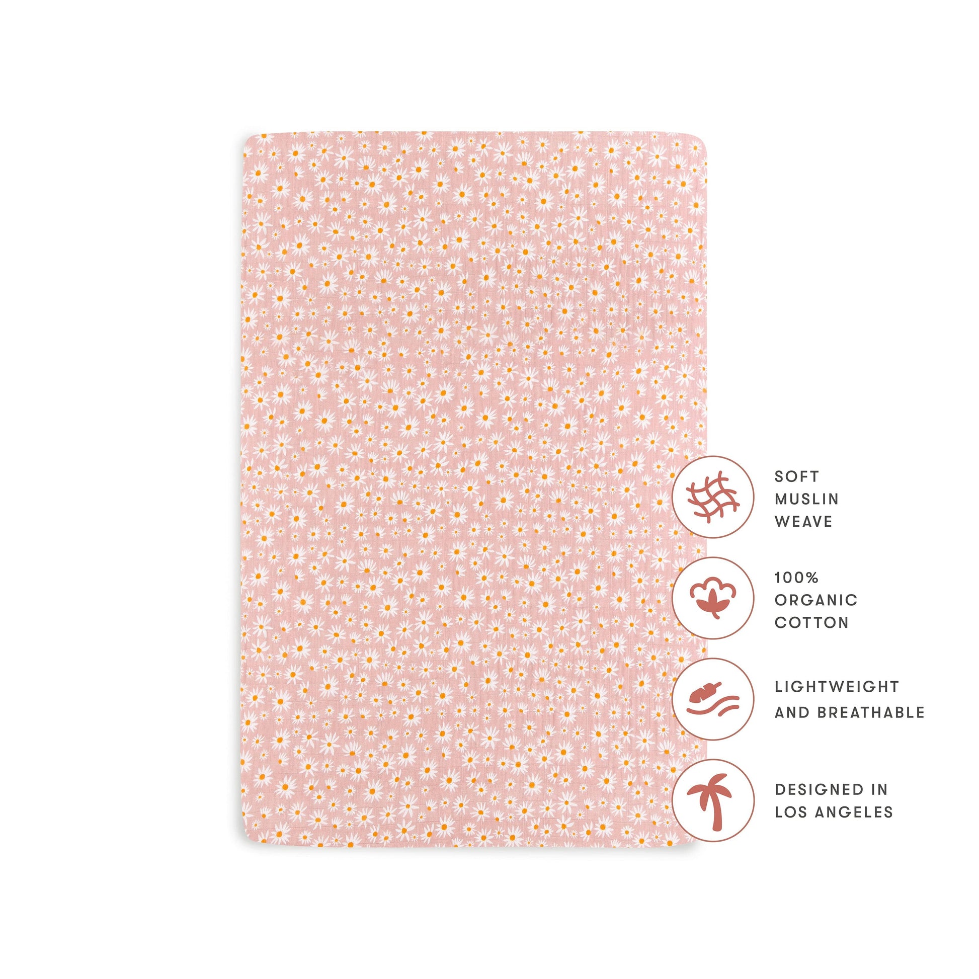 Babyletto Mini Crib Sheet in GOTS Certified Organic Muslin Cotton - Daisy - T28036
