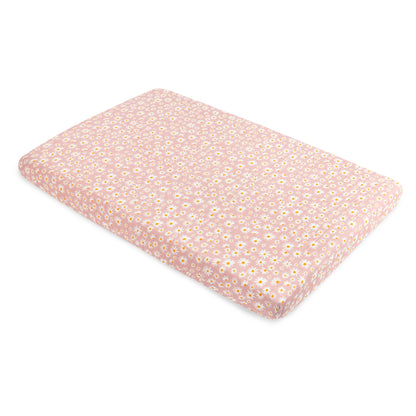 Babyletto Mini Crib Sheet in GOTS Certified Organic Muslin Cotton - Daisy - T28036