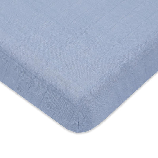 Babyletto Mini Crib Sheet in GOTS Certified Organic Muslin Cotton-Dewdrop - T29636DP