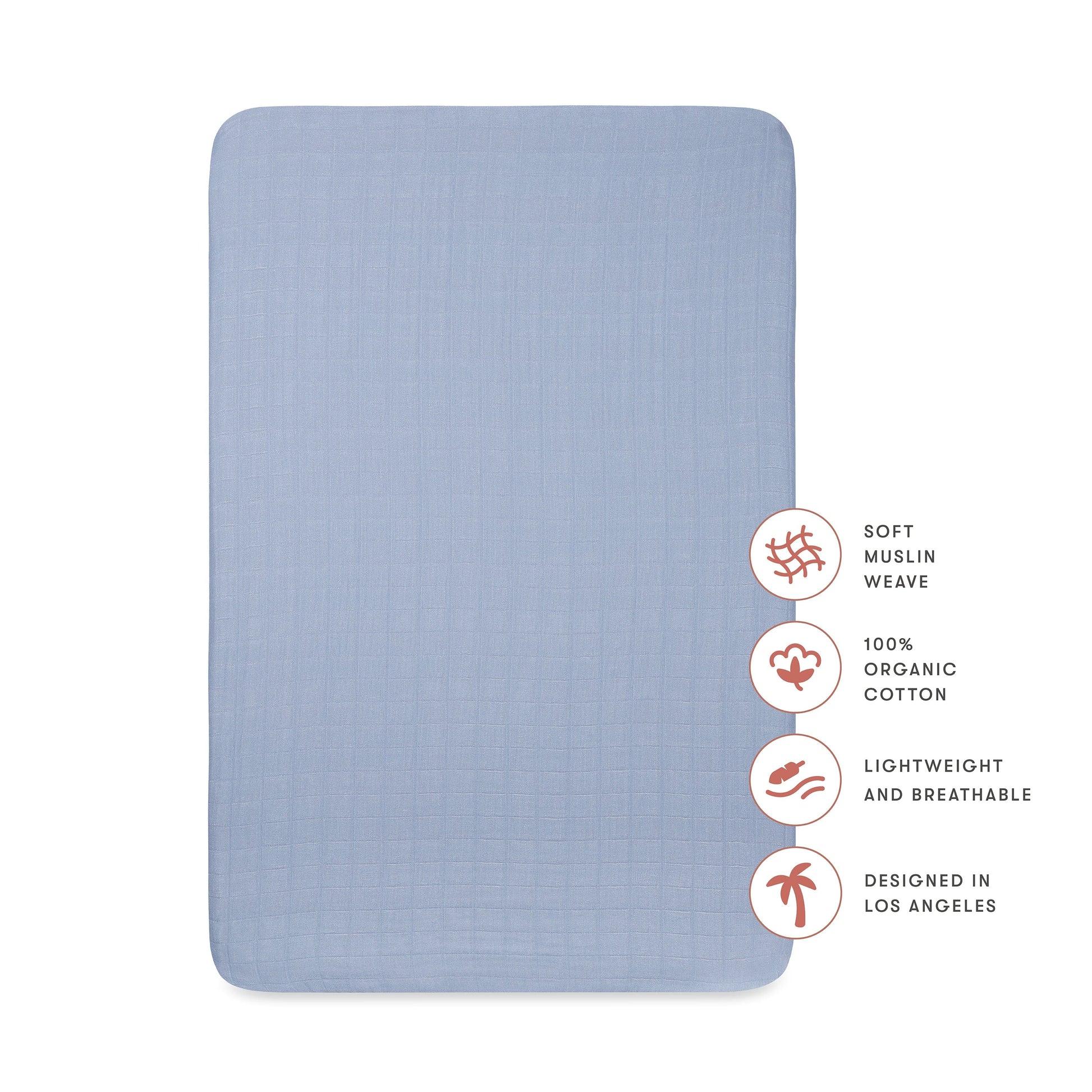Babyletto Mini Crib Sheet in GOTS Certified Organic Muslin Cotton - Dewdrop - T29636DP