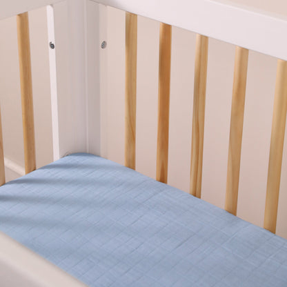 Babyletto Mini Crib Sheet in GOTS Certified Organic Muslin Cotton - Dewdrop - T29636DP