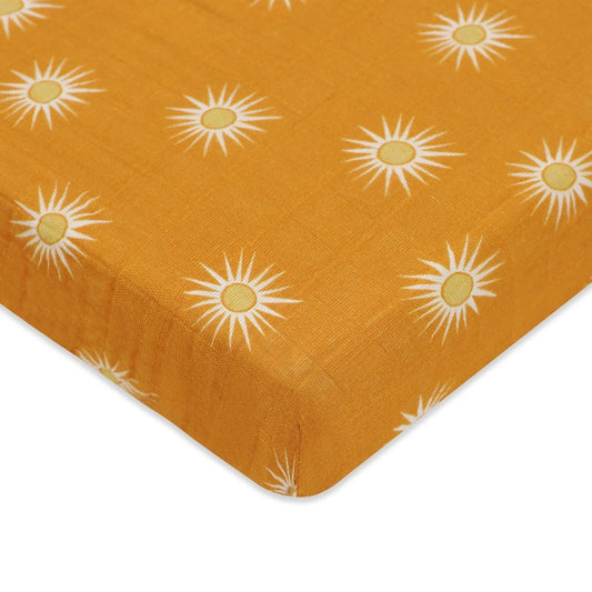Babyletto Mini Crib Sheet in GOTS Certified Organic Muslin Cotton-Golden Hour - T26936