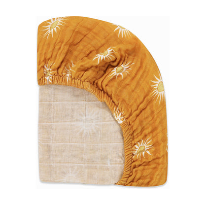 Babyletto Mini Crib Sheet in GOTS Certified Organic Muslin Cotton - Golden Hour - T26936