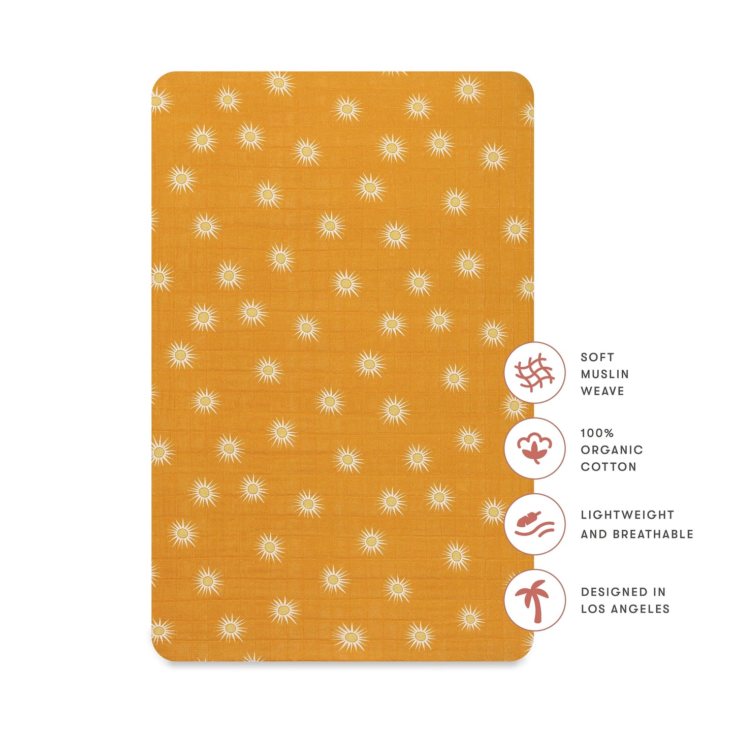 Babyletto Mini Crib Sheet in GOTS Certified Organic Muslin Cotton - Golden Hour - T26936