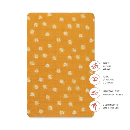 Babyletto Mini Crib Sheet in GOTS Certified Organic Muslin Cotton - Golden Hour - T26936
