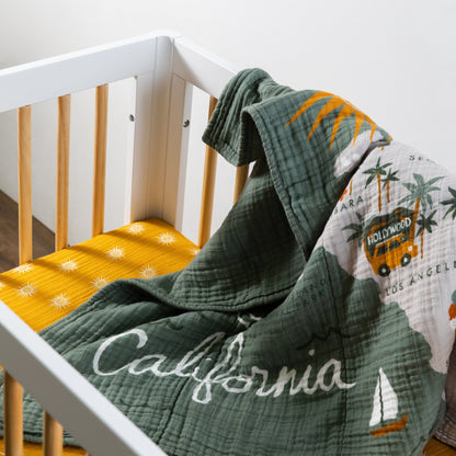 Babyletto Mini Crib Sheet in GOTS Certified Organic Muslin Cotton - Golden Hour - T26936