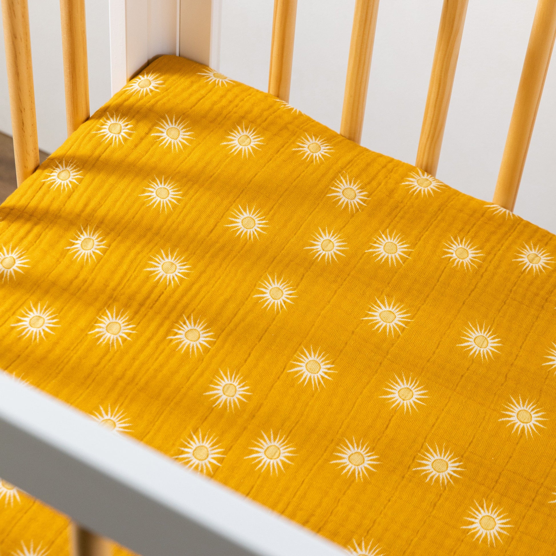 Babyletto Mini Crib Sheet in GOTS Certified Organic Muslin Cotton - Golden Hour - T26936