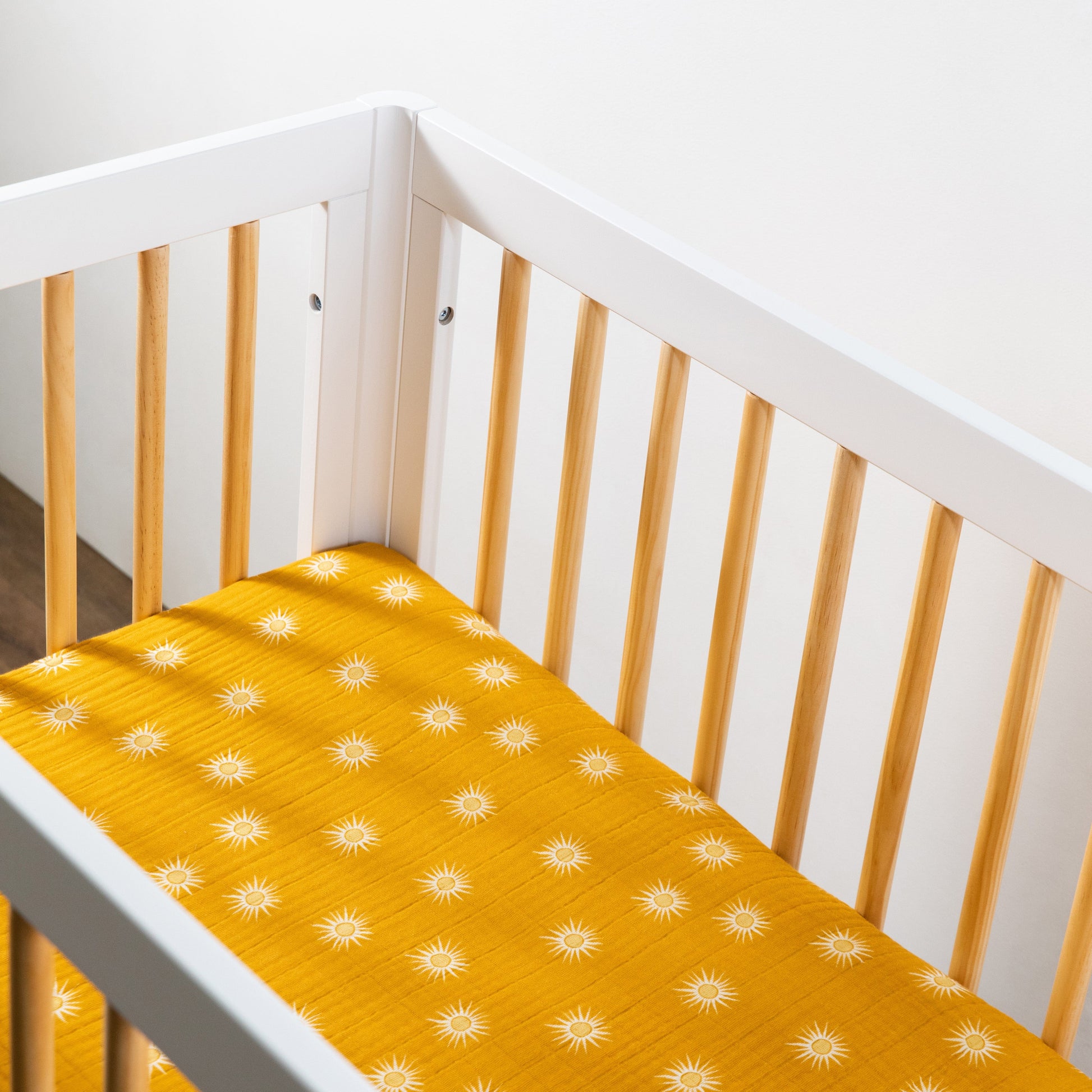 Babyletto Mini Crib Sheet in GOTS Certified Organic Muslin Cotton - Golden Hour - T26936